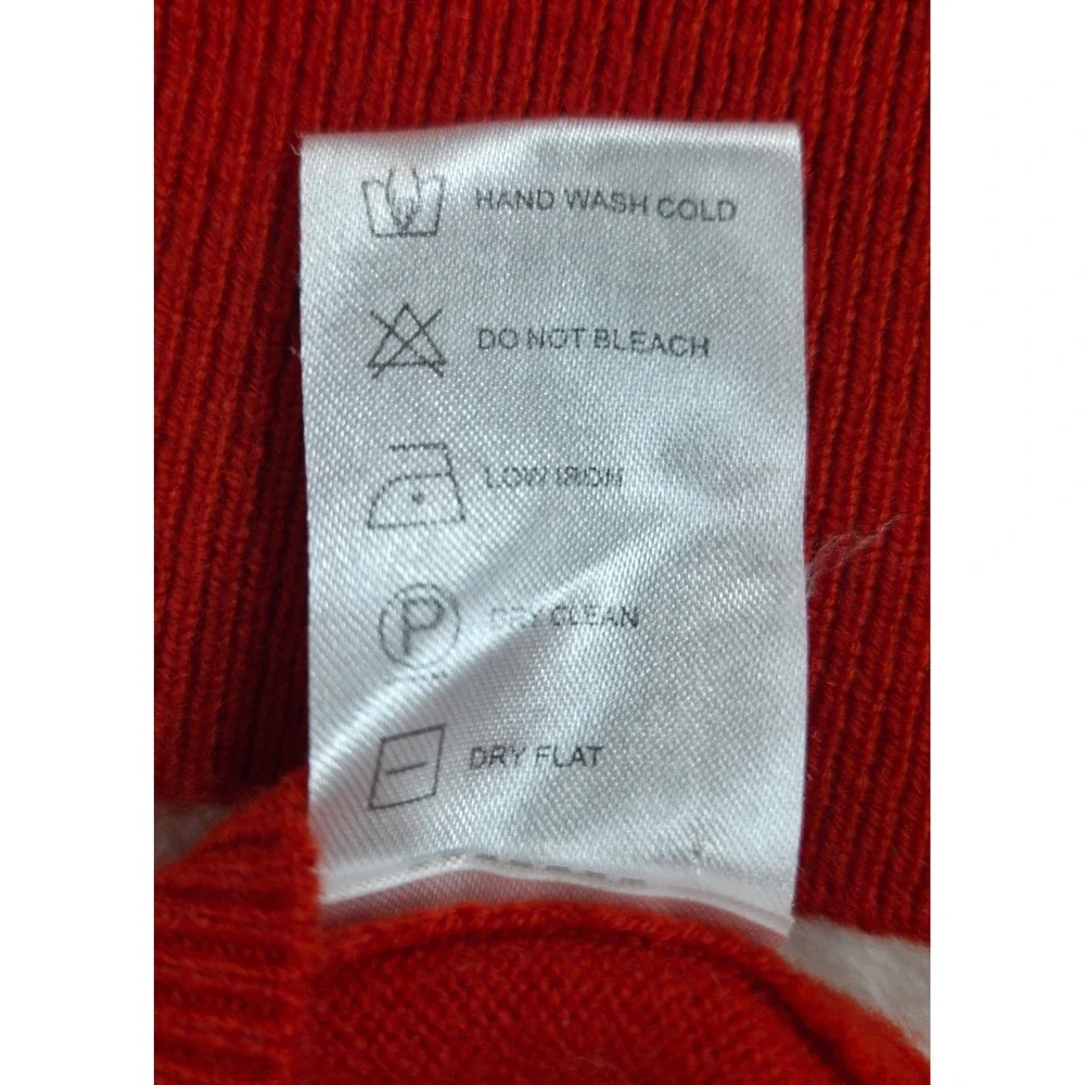 Ann Mashburn Women V-Neck Sweater XS Red 100% Cashmere Knit Flawed